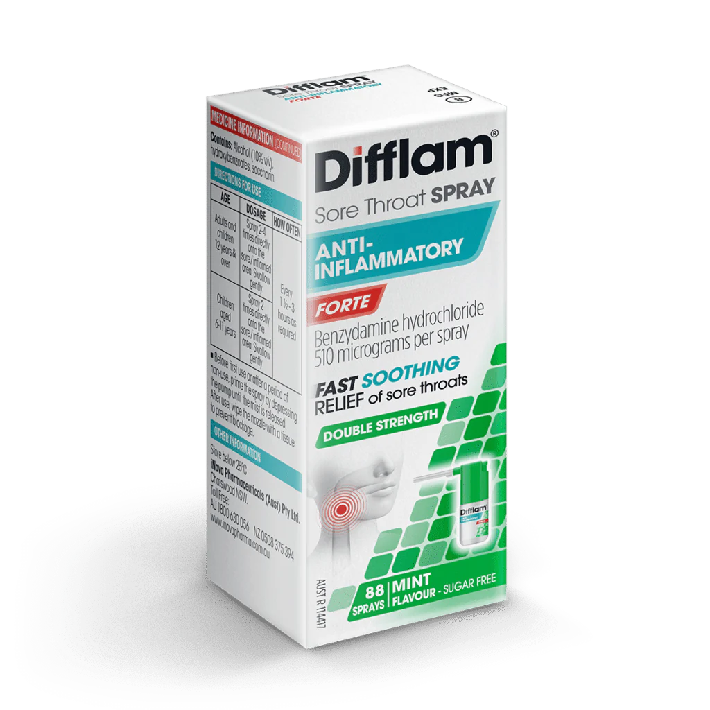 Difflam Plus Sore Throat Anti-Inflammatory Spray Mint 15mL