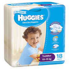 Huggies Ultra Dry For Boys Toddler Size 4, 10-15kg 18 Nappies