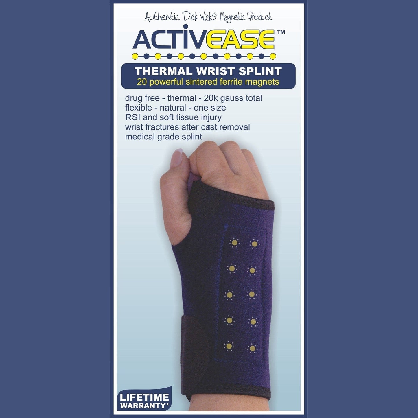 ACTIVEASE THERMAL CARPAL TUNNEL WRIST SPLINT WITH MAGNETS BY DICK WICKS