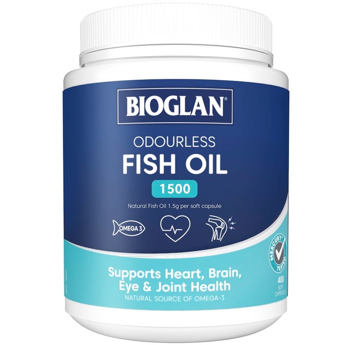 Bioglan Odourless Fish Oil 1500mg 400 Soft Capsules (Expiry 03/2024)