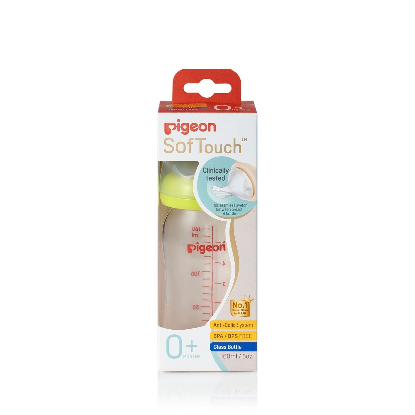 Pigeon SofTouch Peristaltic Plus Glass Bottle 160mL