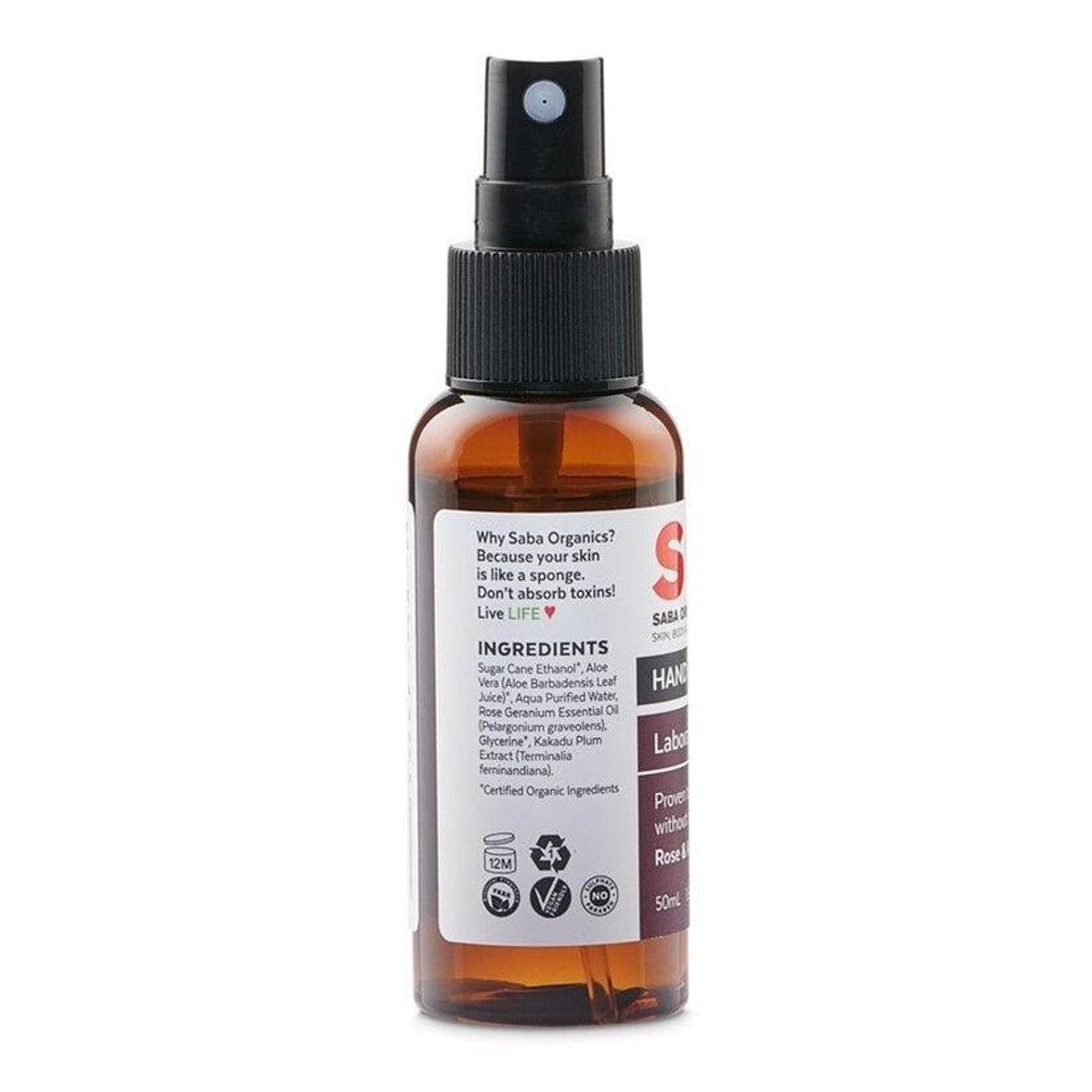 Saba Organics Rose & Kakadu Plum Hand Sanitiser Brown 50ml