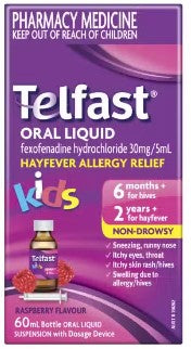 Telfast Hayfever Allergy Relief Non-Drowsy Raspberry Flavour Oral Liquid 60mL