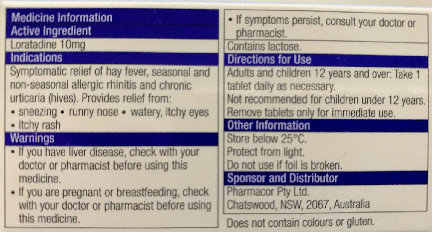 200x Trust Loratadine, 10mg (GENERIC CLARATYNE ALTERNATE 10MG) EOFY