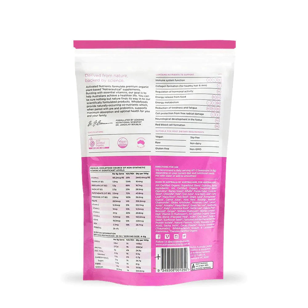 Activated Nutrients Organic Top Up Women's Superfood Multivitamin+ (To Thrive & Shine) 224g