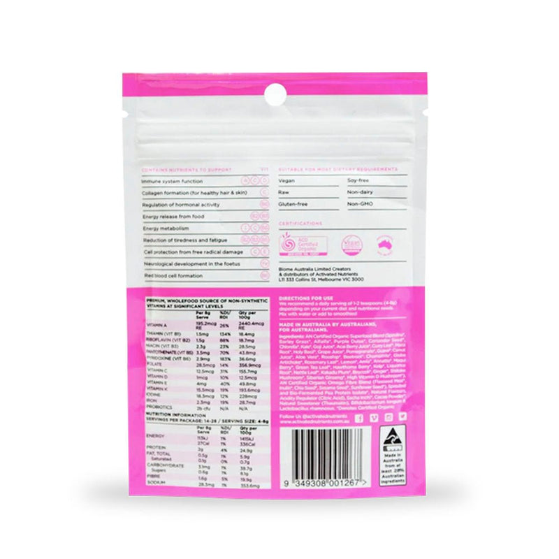 Activated Nutrients Organic Top Up Women's Superfood Multivitamin+ (To Thrive & Shine) 56g