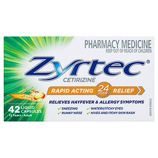 Zyrtec Cetirizine Rapid Acting Relief 42 Liquid Capsules