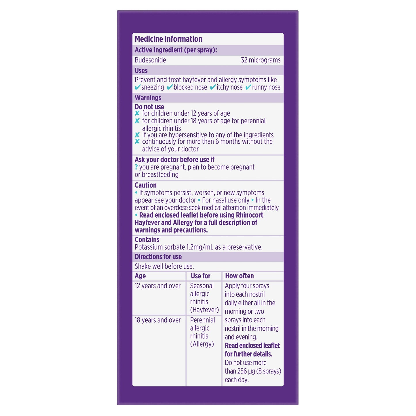 Rhinocort Hayfever & Allergy Original Nasal Spray 60 doses