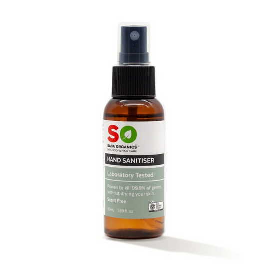 Saba Organics Scent Free Hand Sanitiser Brown 50ml
