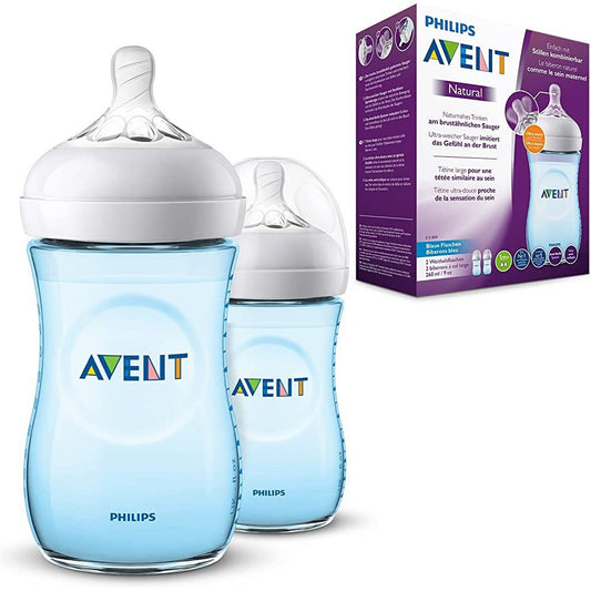 AVENT Natural Baby Feeding Bottles 260mL Twin Pack  Blue