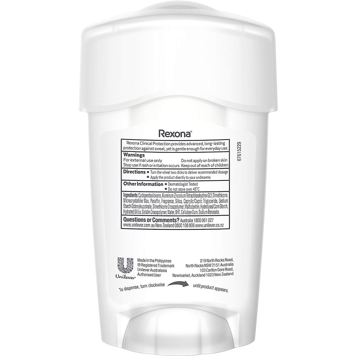 Rexona for Women Clinical Protection Antiperspirant Deodorant Shower Clean 45ml