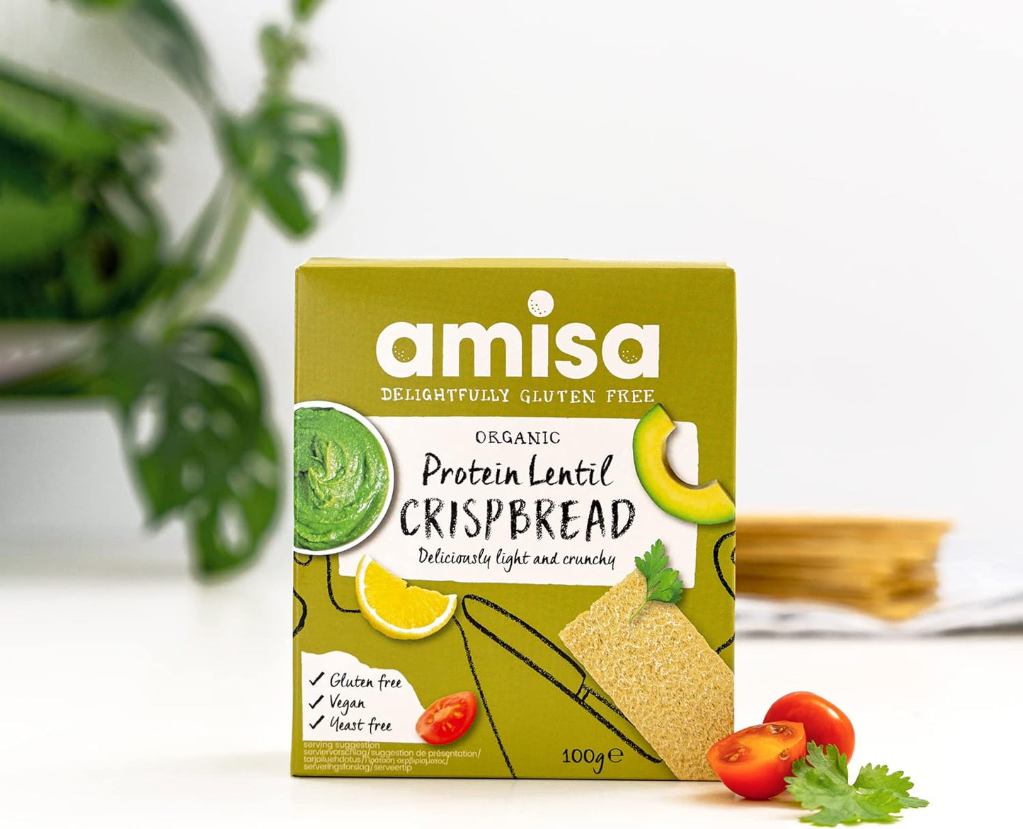 Amisa Organic Crispbread Protein Lentil 100g (Pack of 12)