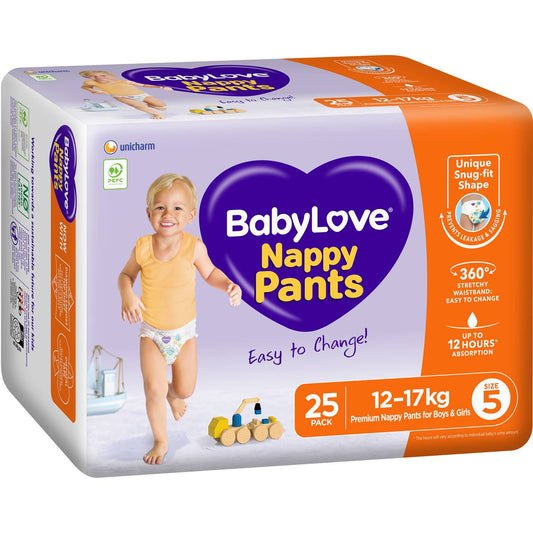 BabyLove Nappy Pants Walker Size 5, 12-17kg 25 Pack