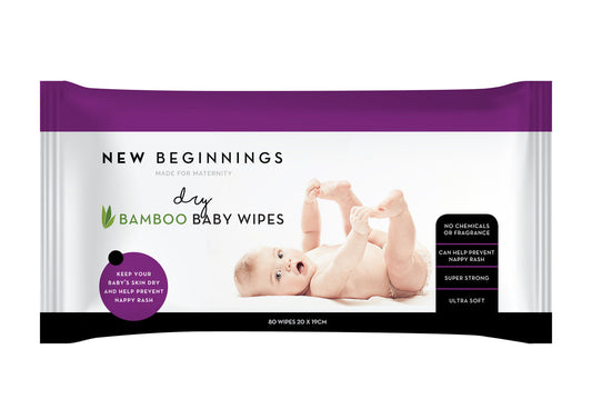 New Beginnings Bamboo Dry Wipes Soft Pack 80 Pack