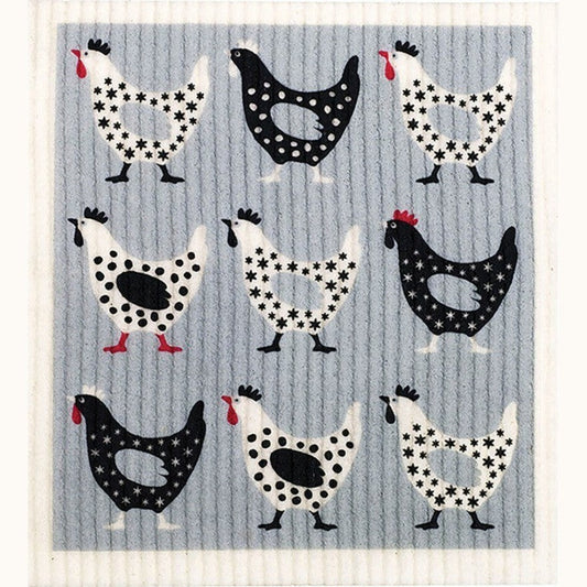 RETROKITCHEN 100% Biodegradable Dishcloth Hens 1