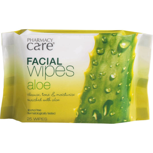 Pharmacy Care Facial Wipes Aloe Vera 25 Pack
