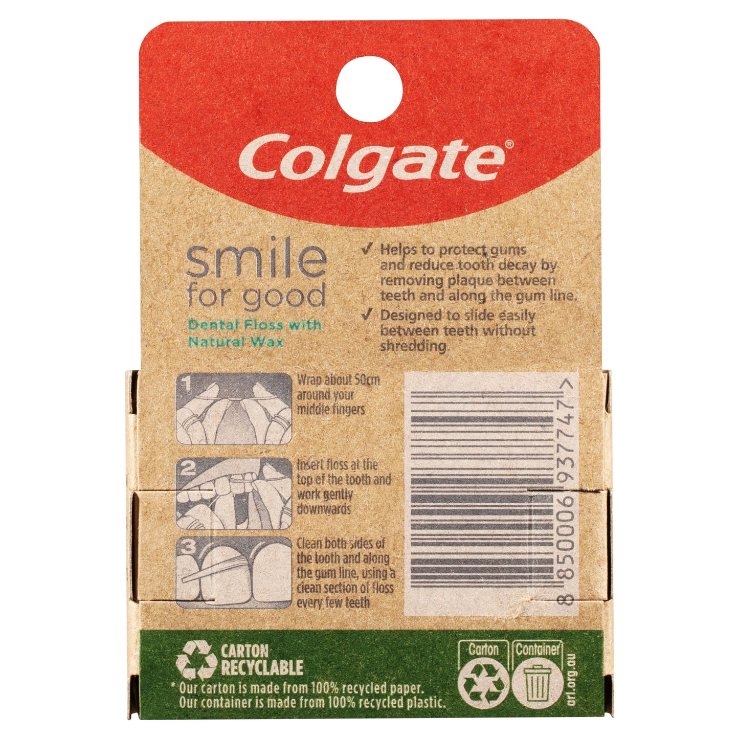 Colgate Floss Smile For Good Dental With Natural Wax Spearmint 50m