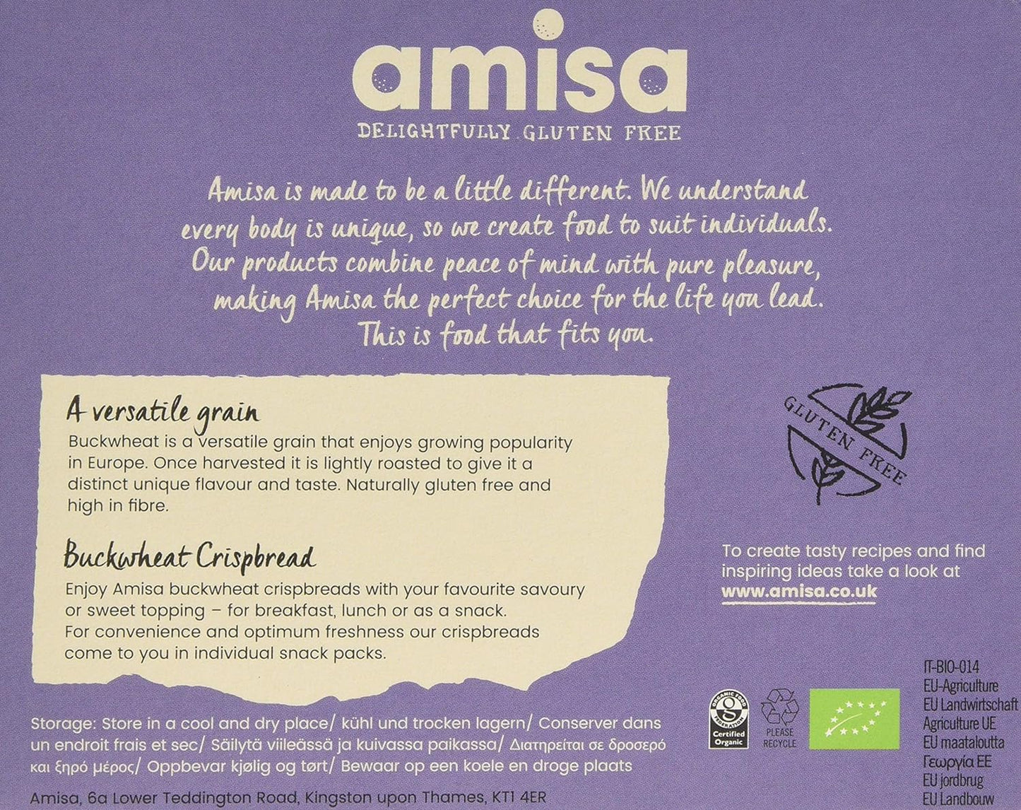 Amisa Organic Crispbread Buckwheat 120g (Pack of 12)