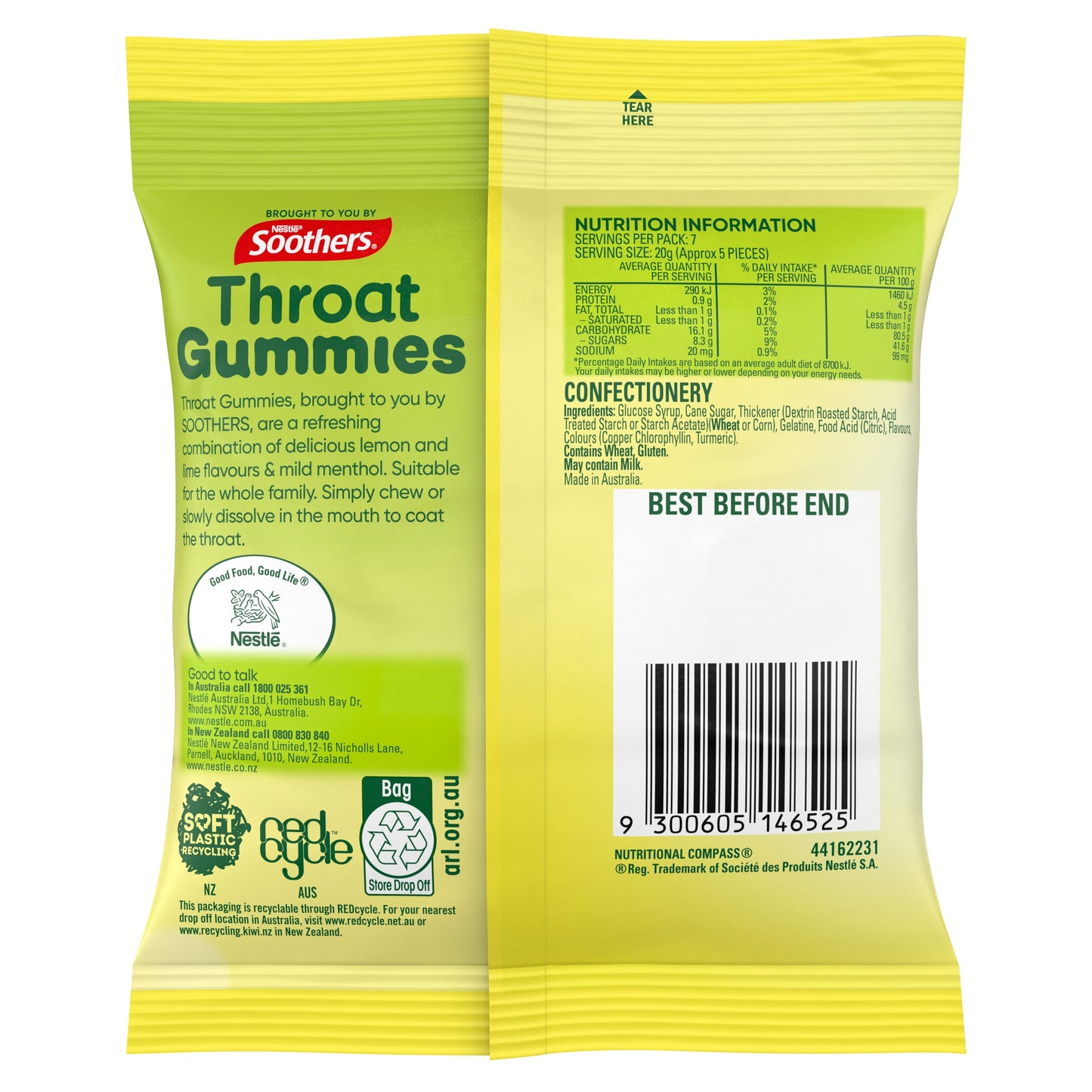 Allens Soothers Throat Gummies Lemon & Lime 150g