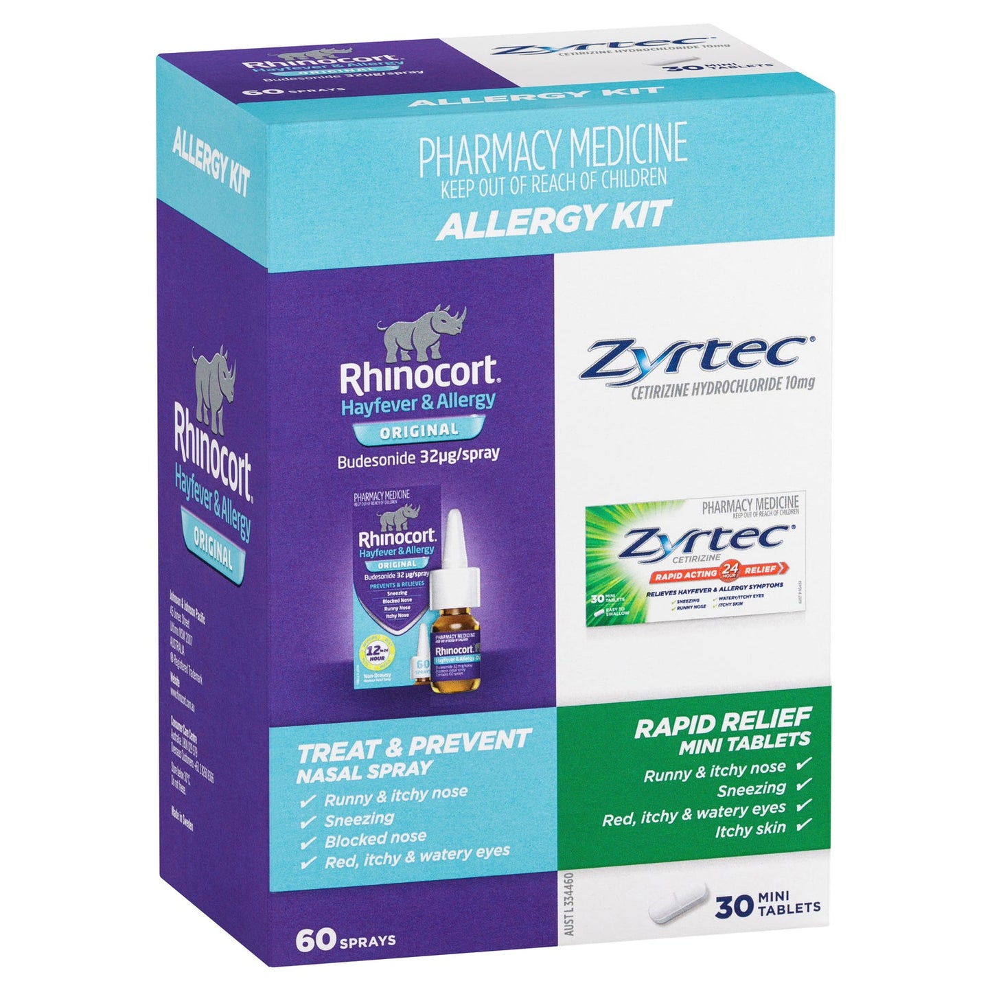 Rhinocort Nasal Spray + Zyrtec Rapid Relief Mini Tablets Allergy Kit