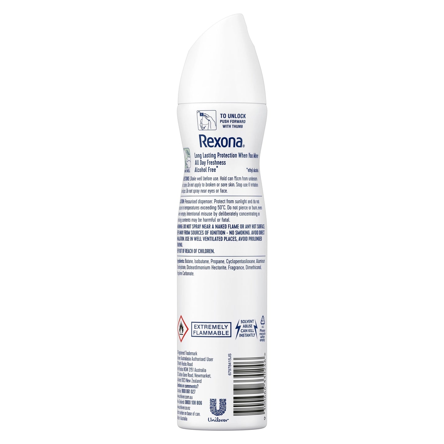 REXONA Women Antiperspirant Aerosol Deodorant Hypo-Allergenic with Antibacterial Protection 250mL