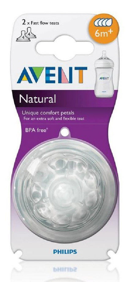 Philips Avent Natural 6m+ Fast Flow Teats 2 Pack