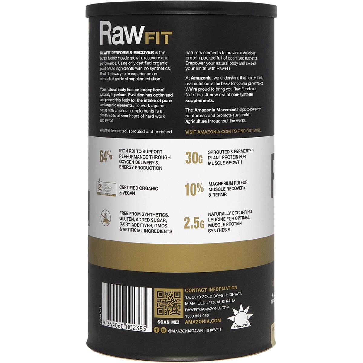 AMAZONIA RawFit Plant Protein Perform & Recover Creamy Vanilla 500g