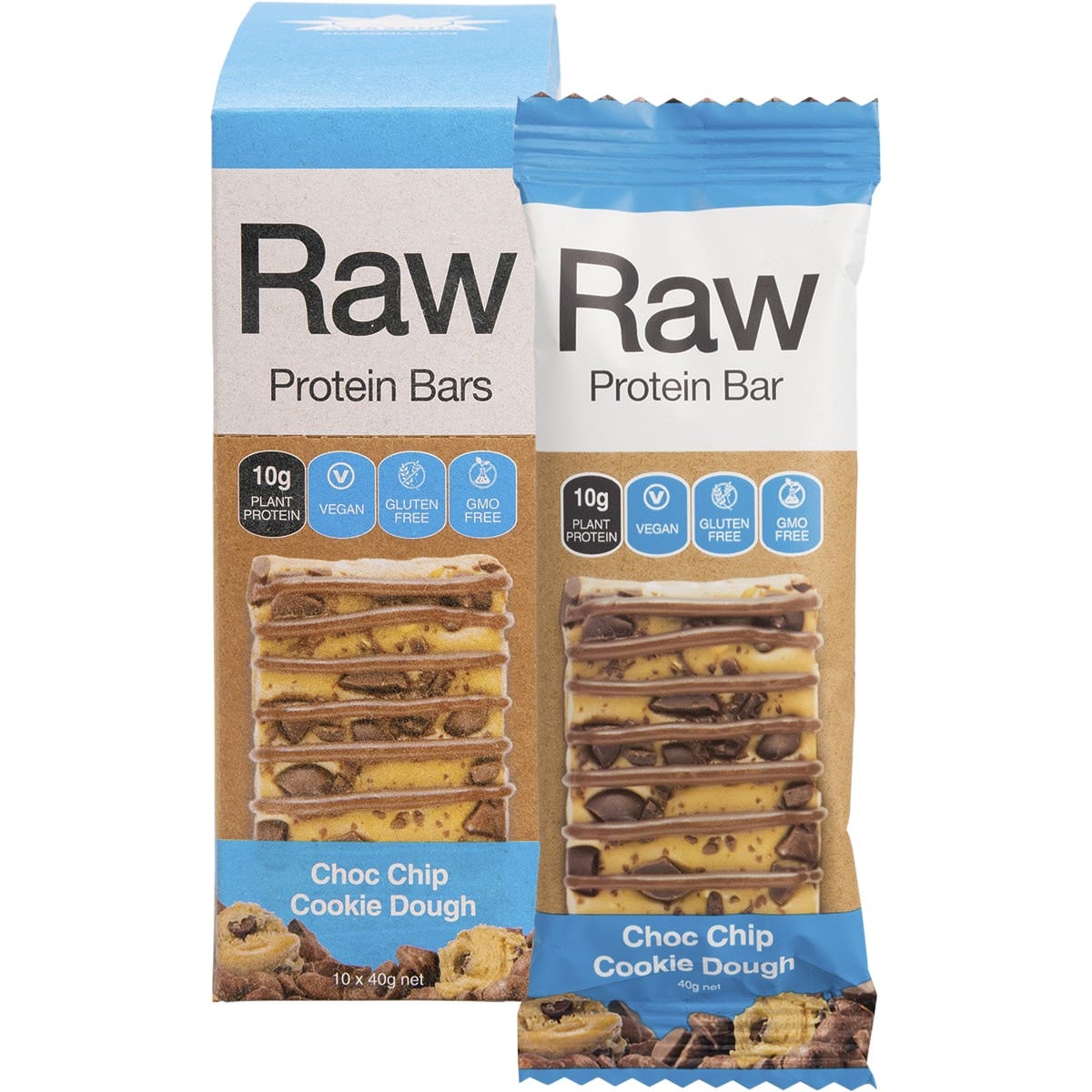 AMAZONIA Raw Protein Bar Choc Chip Cookie Dough 10x40g