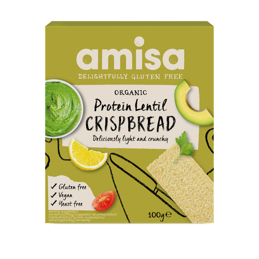 Amisa Organic Crispbread Protein Lentil 100g (Pack of 12)