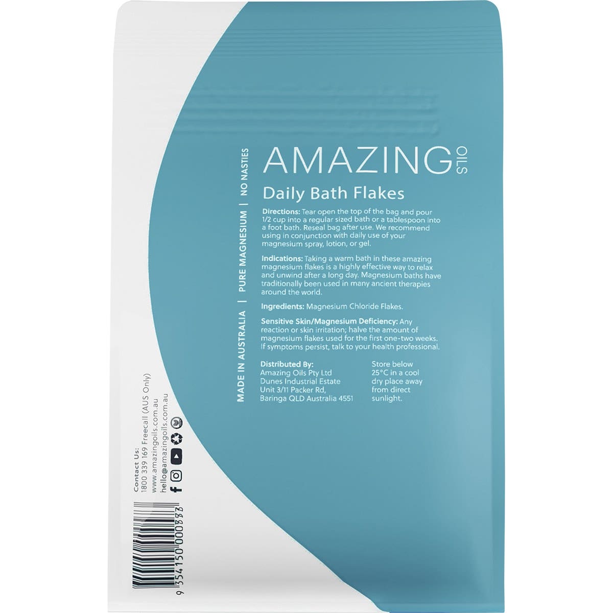AMAZING OILS Magnesium Bath Flakes Natural Relief 800g