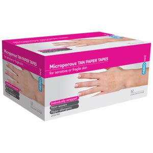 AEROTAPE Tan Microporous Paper Tape 2.5cm x 5M 12 Packs