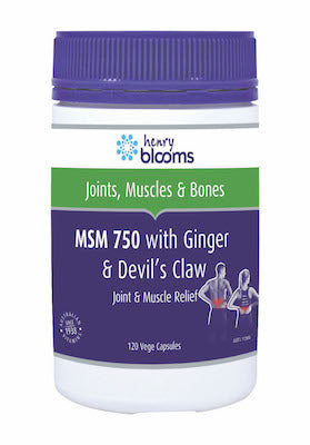 Henry Blooms MSM 750 with Ginger 1000mg & Devil's Claw 120 Vegetarian Capsules