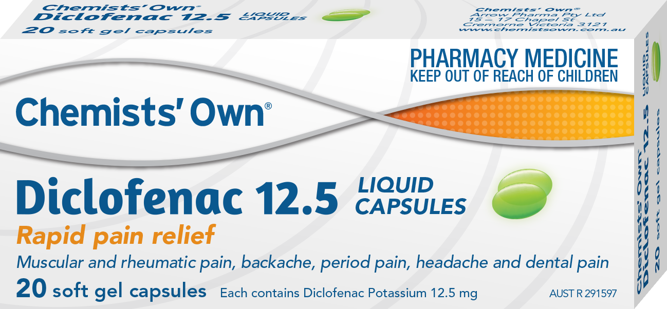 20 x Diclofenac Liquid Caps 12.5mg  Diclofenac Potassium