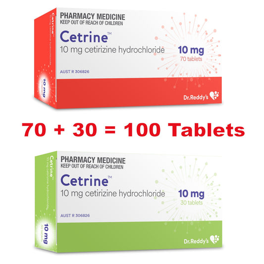 100x Cetirizine 10mg (Cetrine) Dr Reddy's