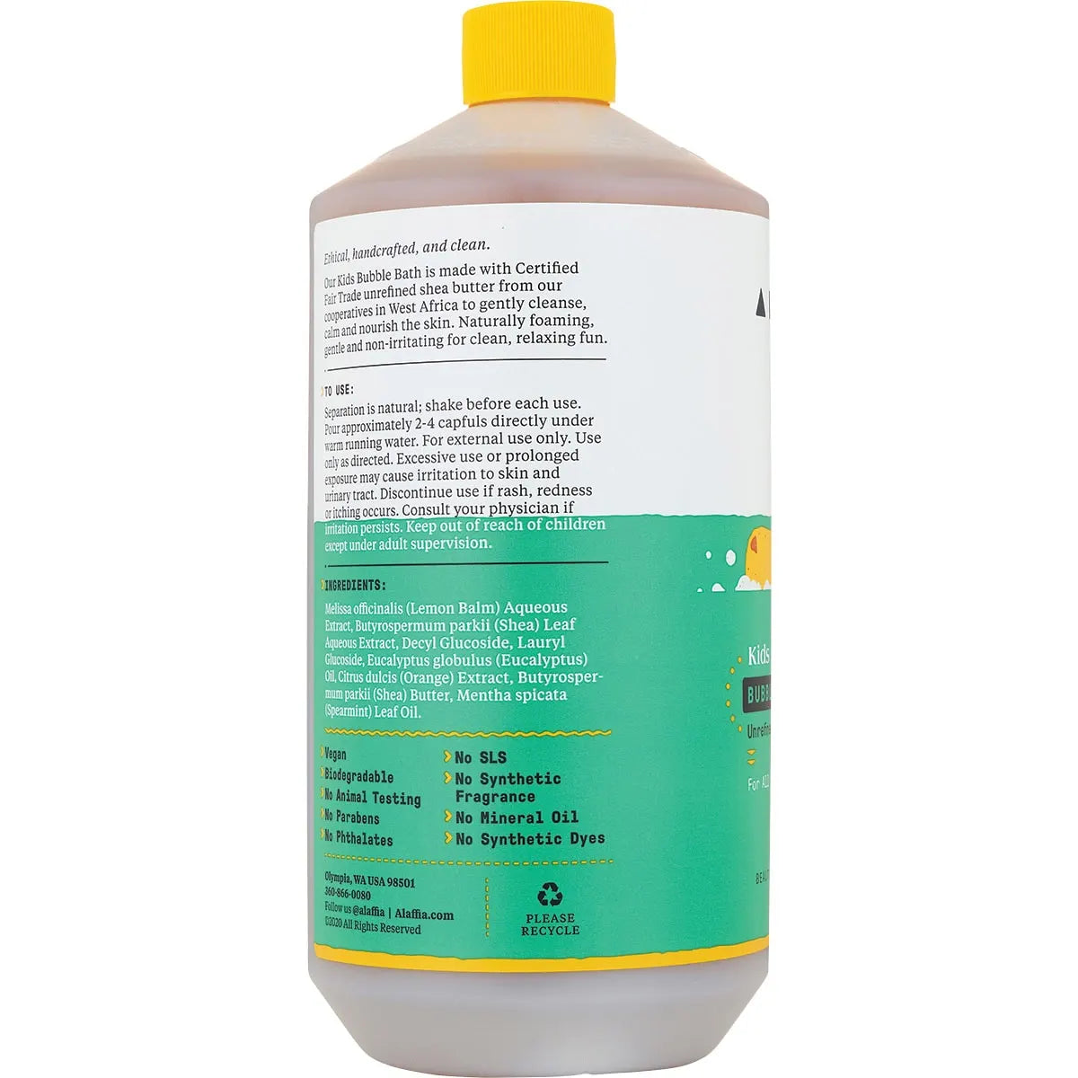 ALAFFIA Kids Bubble Bath Eucalyptus Mint 950ml