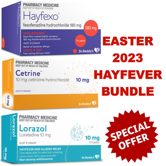 70x Hayfexo 180mg + 70x Cetrine 10mg + 70x Loratadine 10mg (Dr Reddys)