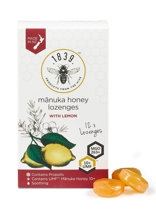 1839 Honey UMF 10+ Lemon Lozenges 12Pk