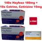 140x HayFexo 180mg + 10x Cetrine 10mg (Generic Zyrtec Alternate)