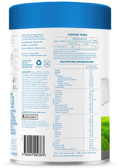 Bellamy’s Organic Beta Genica-8 Step 2 Follow-On Formula 6 - 12 Months 800g