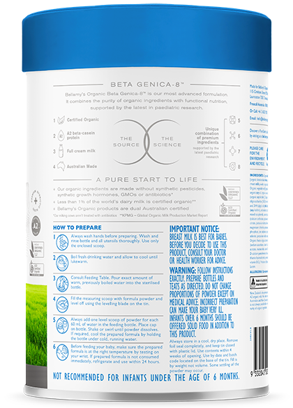 Bellamy’s Organic Beta Genica-8 Step 2 Follow-On Formula 6 - 12 Months 800g