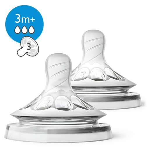 AVENT TEAT NATURAL 3M+ 2PK MED FLOW