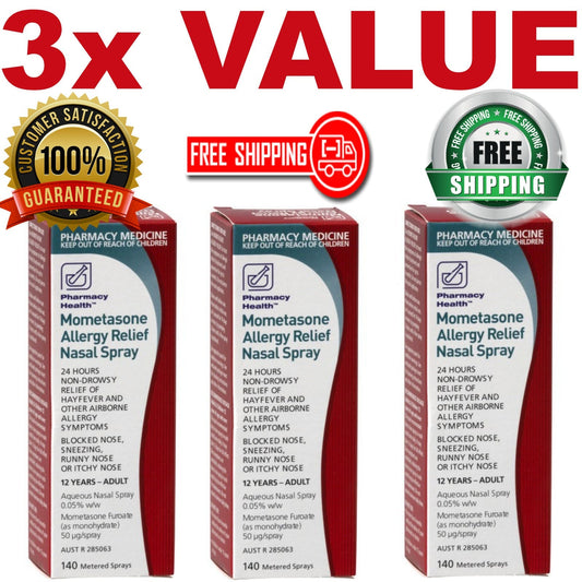 3 x 140 Dose Mometasone + Bonus Item (SPF 50+ Sunscreen)
