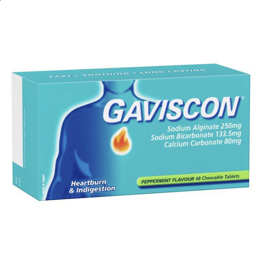 Gaviscon Chewable Tablets Peppermint Heartburn & Indigestion Relief 48 Pack