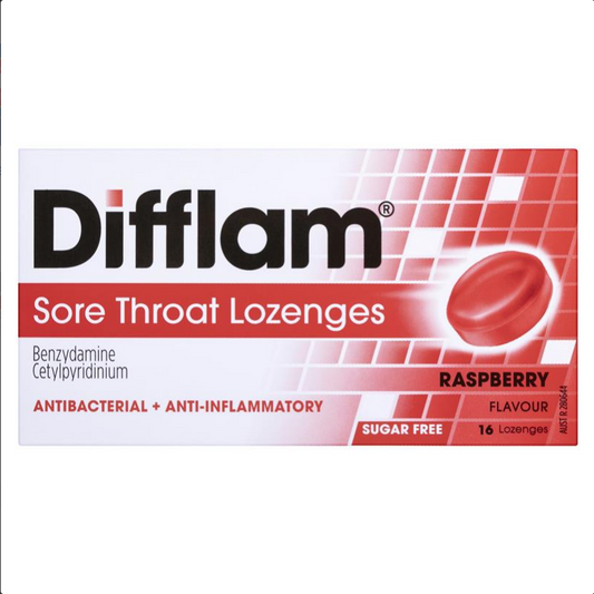 Difflam Sore Throat Lozenges Raspberry 16