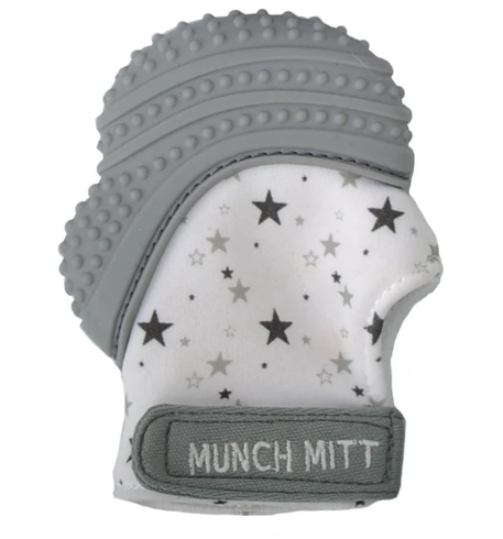 Malarkey Kids Munch Mitten Teething Mitten Grey Stars