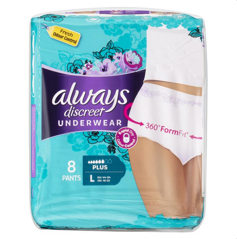 Always Discreet Pants 6 Drop Large 8 Pack for Bladder Leaks