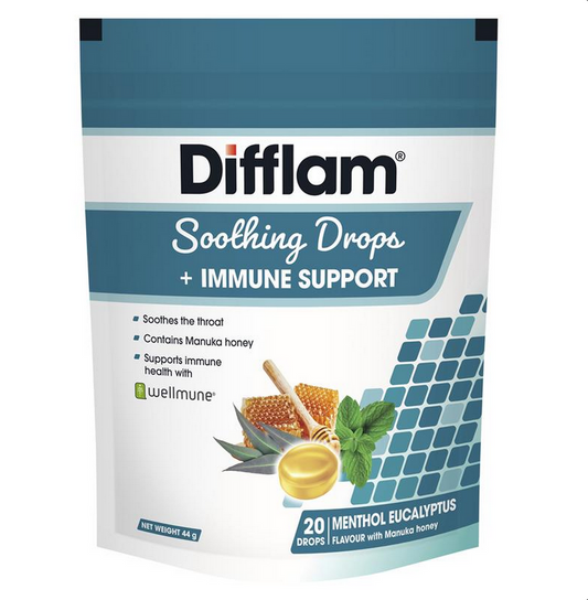 Difflam Soothing Drops + Immune Support Eucalyptus Menthol 20 Drops