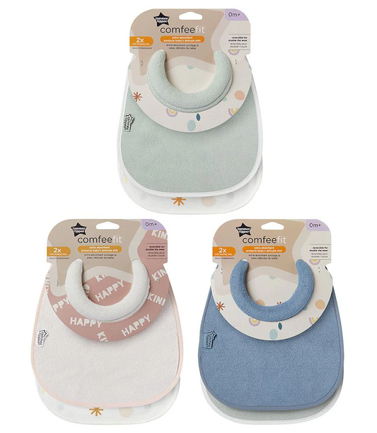 Tommee Tippee Comfee Fit Milk Feeding Bibs 2 Pack - Assorted