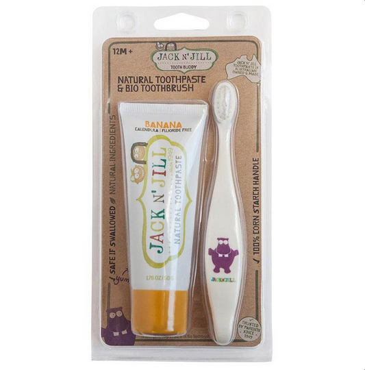 Jack N' Jill Banana Toothpaste with Hippo/Ellie Bio Brush (Expiry 10/2024)