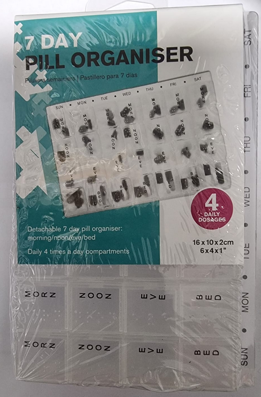 7 Day Pill Organiser Box 4 Daily